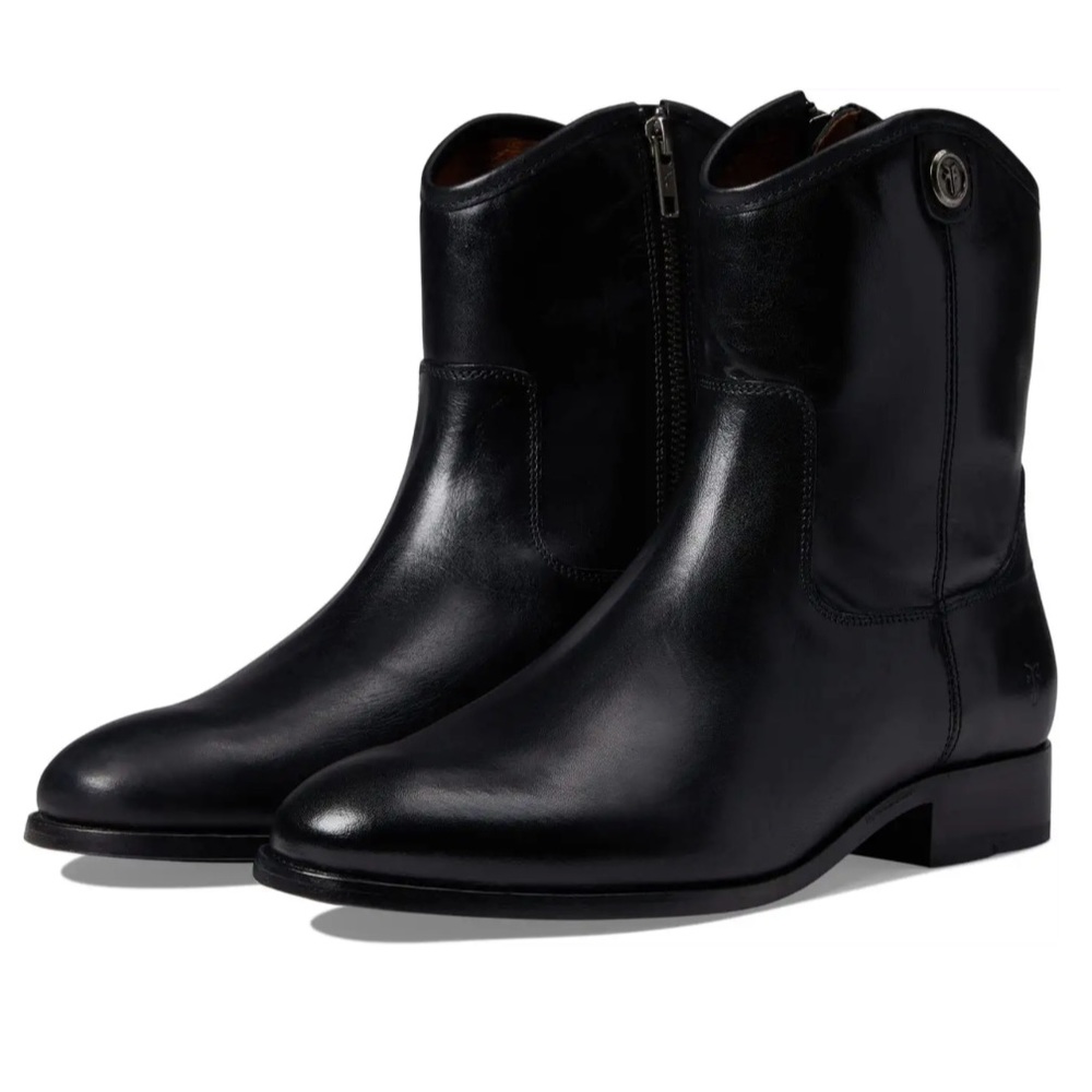 FRYE Boots Melissa Short Size 7.5 Leather Black CasualChic Stylish EverydayWear